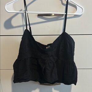 American Eagle Outfitters Black Crop Camisole with Spaghetti Straps